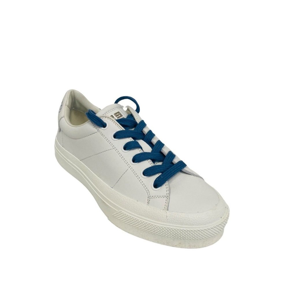 Givenchy White Leather Sneakers with Blue Laces